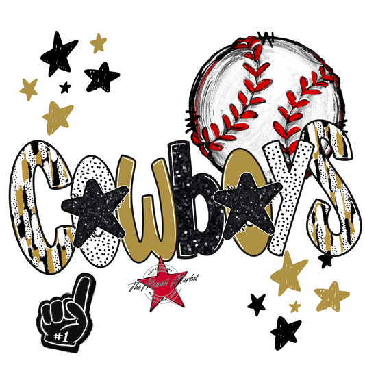 Cowboys Baseball Scrape-Gold