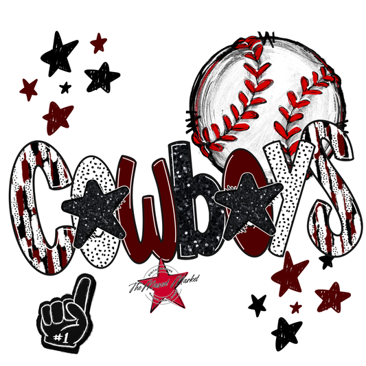 Cowboys Baseball Scrape-Maroon