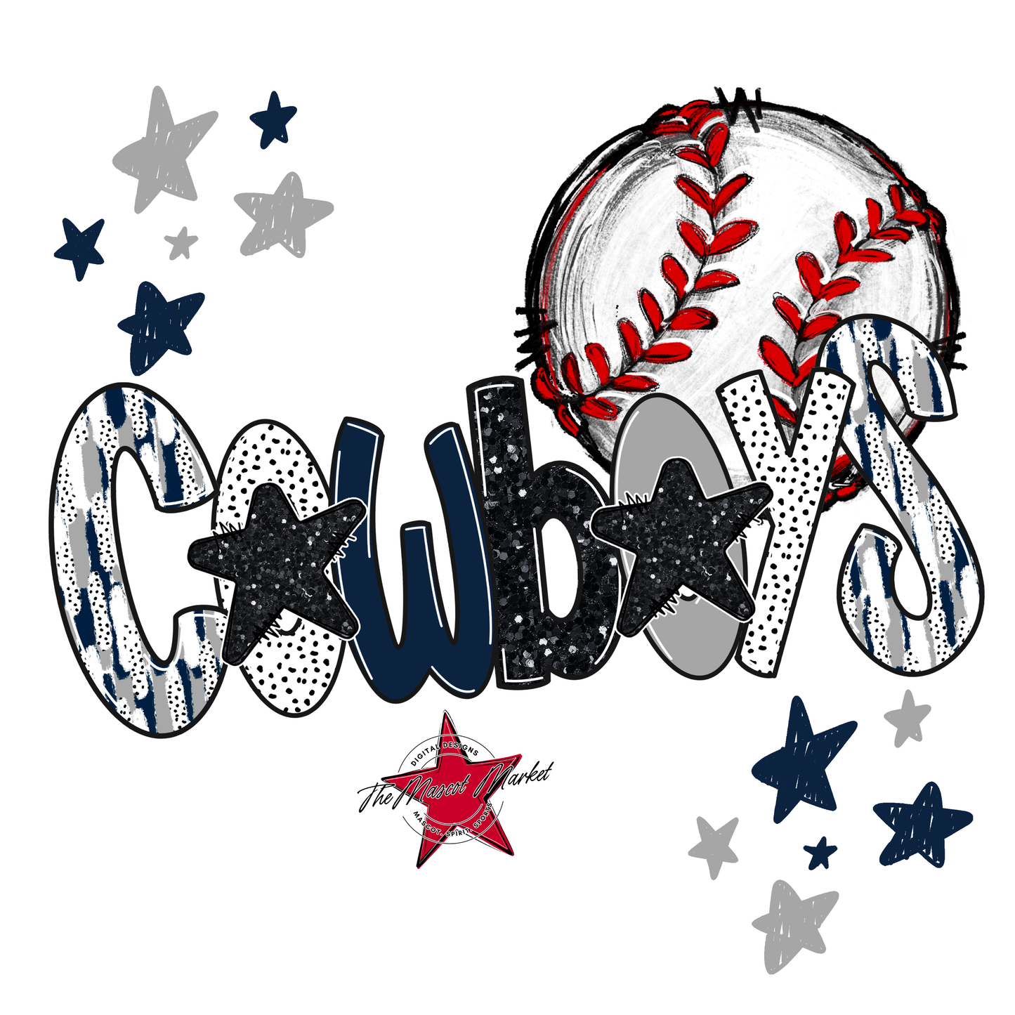 Cowboys Baseball Scrape-Navy-Grey