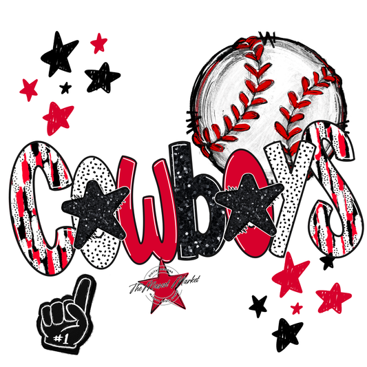 Cowboys Baseball Scrape-Red