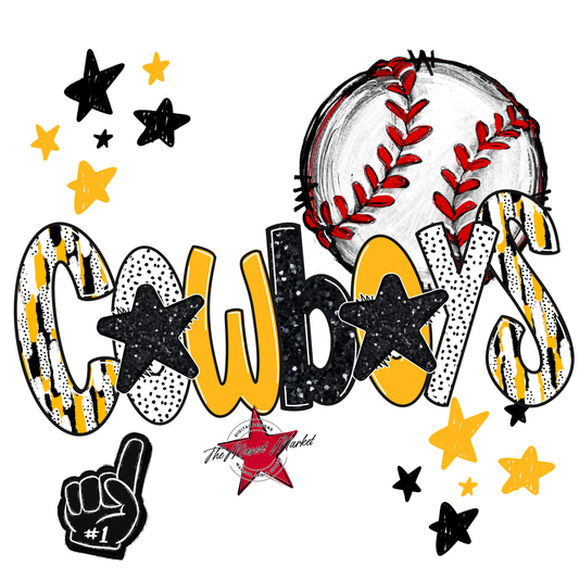 Cowboys Baseball Scrape-Yellow