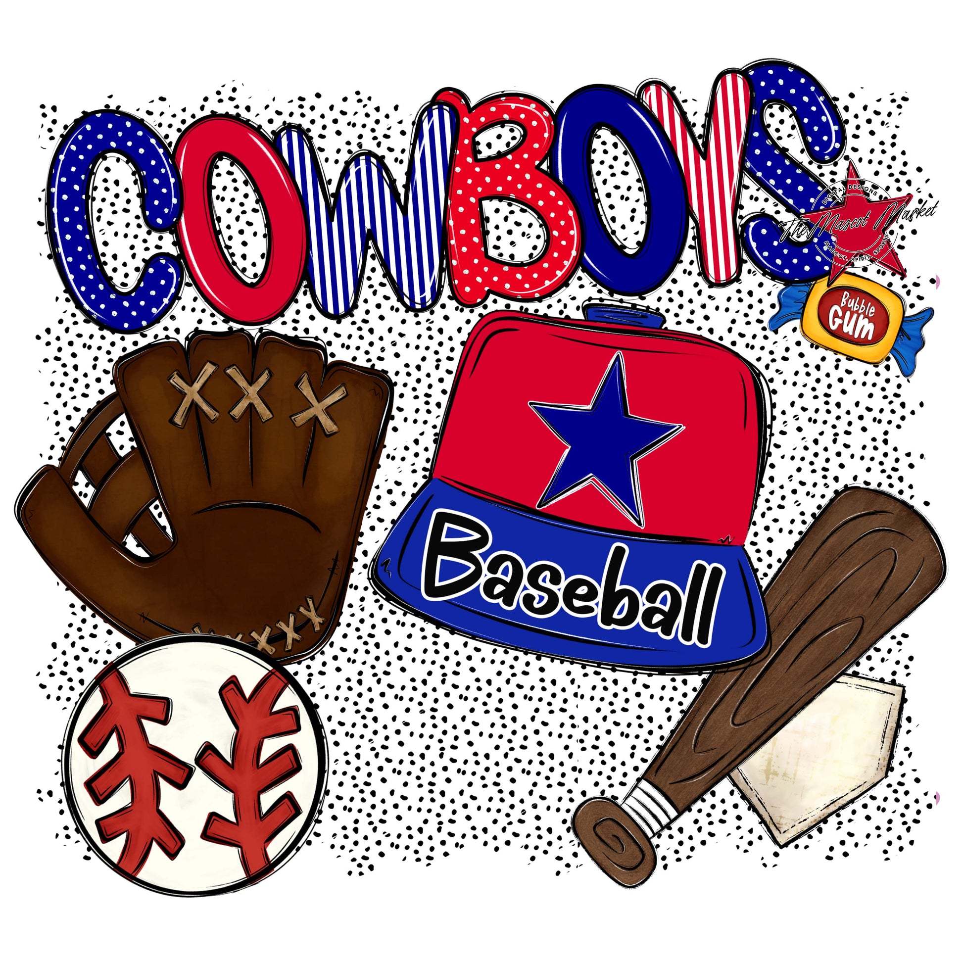 Cowboys Baseball Spirit-Blue & Red