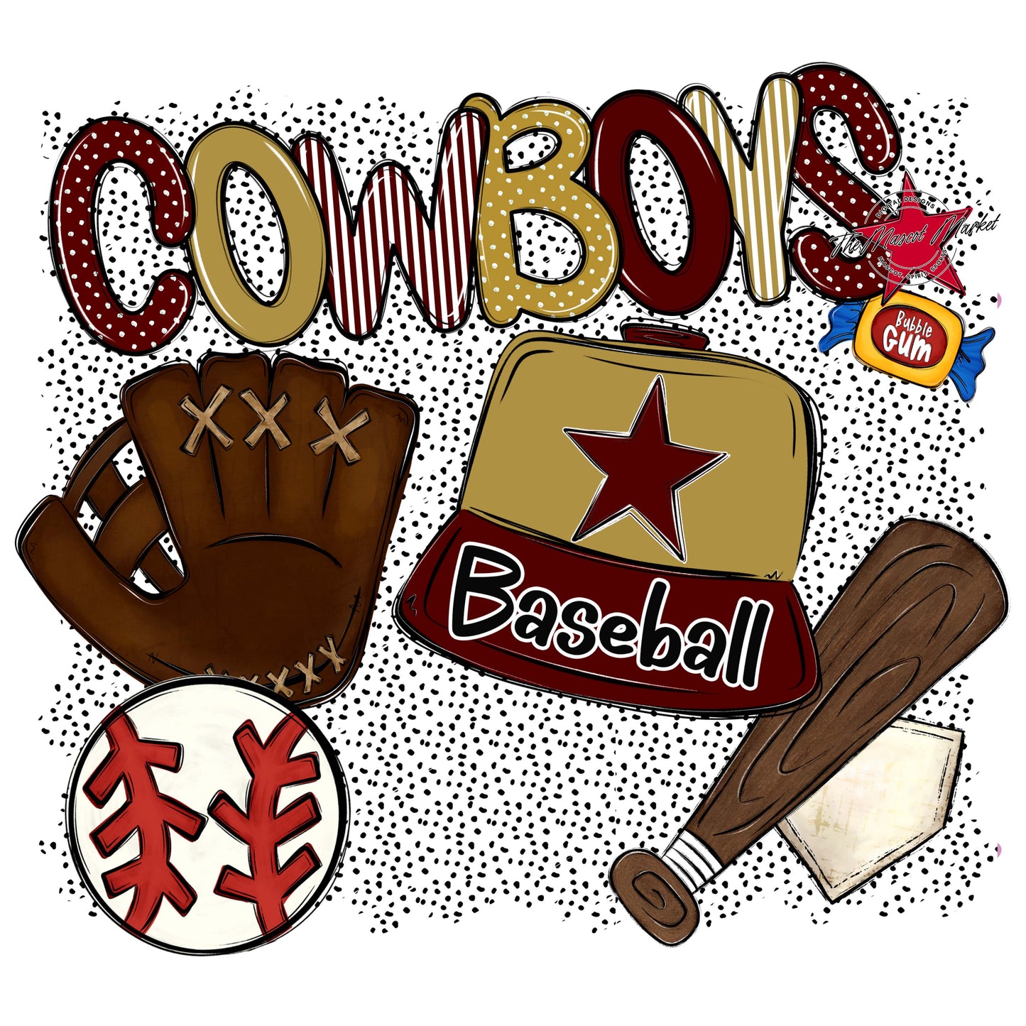 Cowboys Baseball Spirit-Maroon & Gold