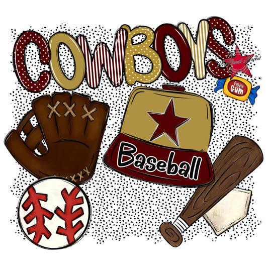 Cowboys Baseball Spirit-Maroon & Gold