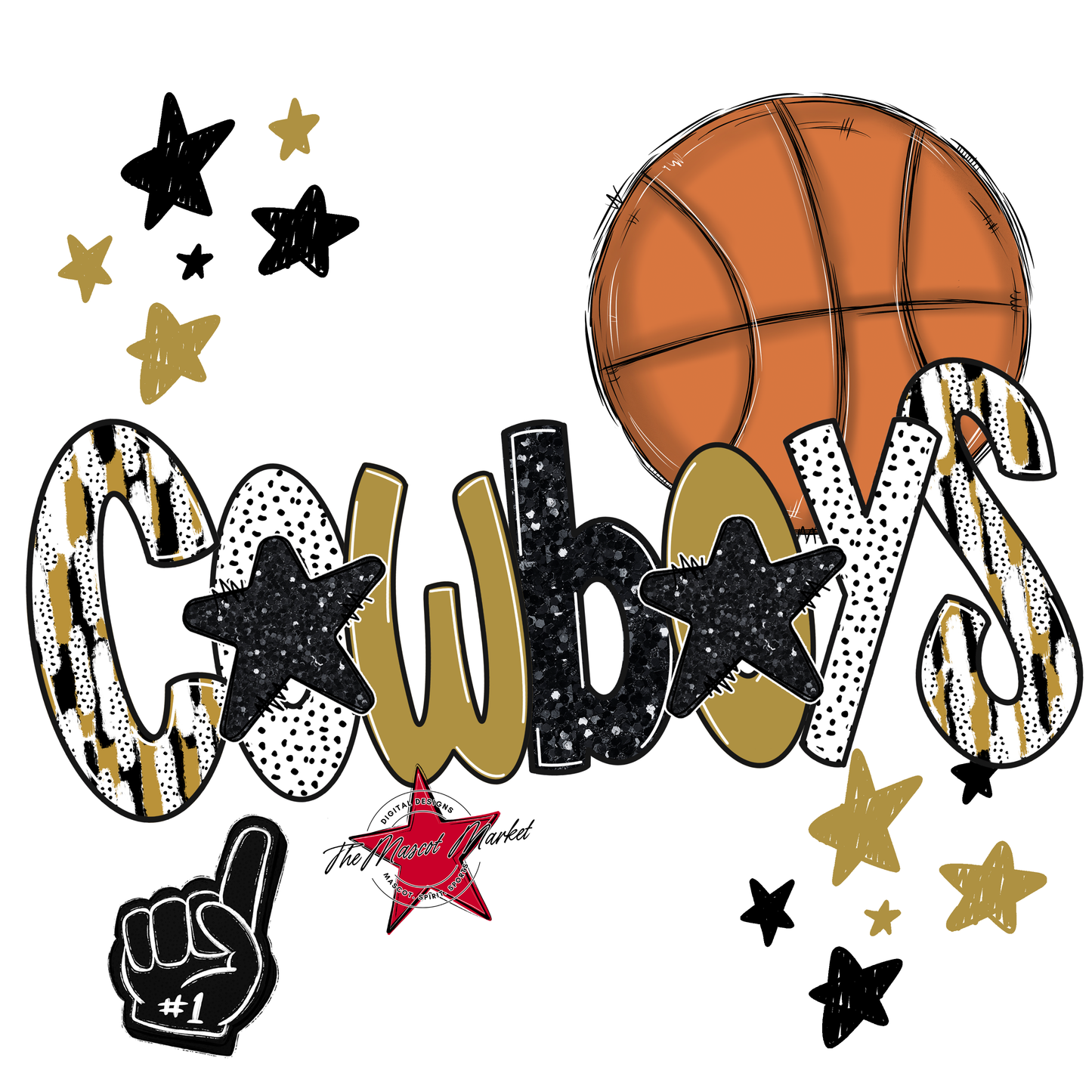 Cowboys Basketball Scrape-Gold