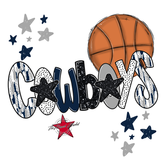 Cowboys Basketball Scrape-Navy-Grey