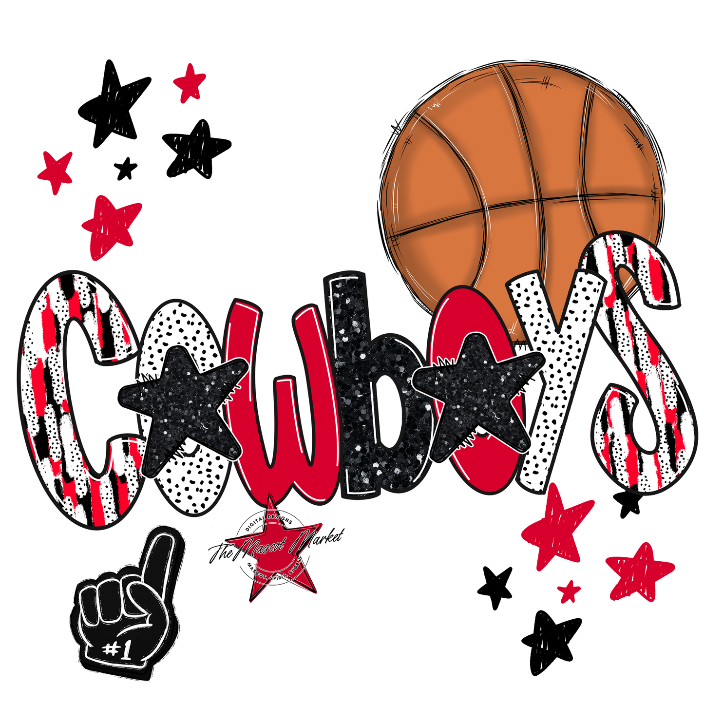 Cowboys Basketball Scrape-Red