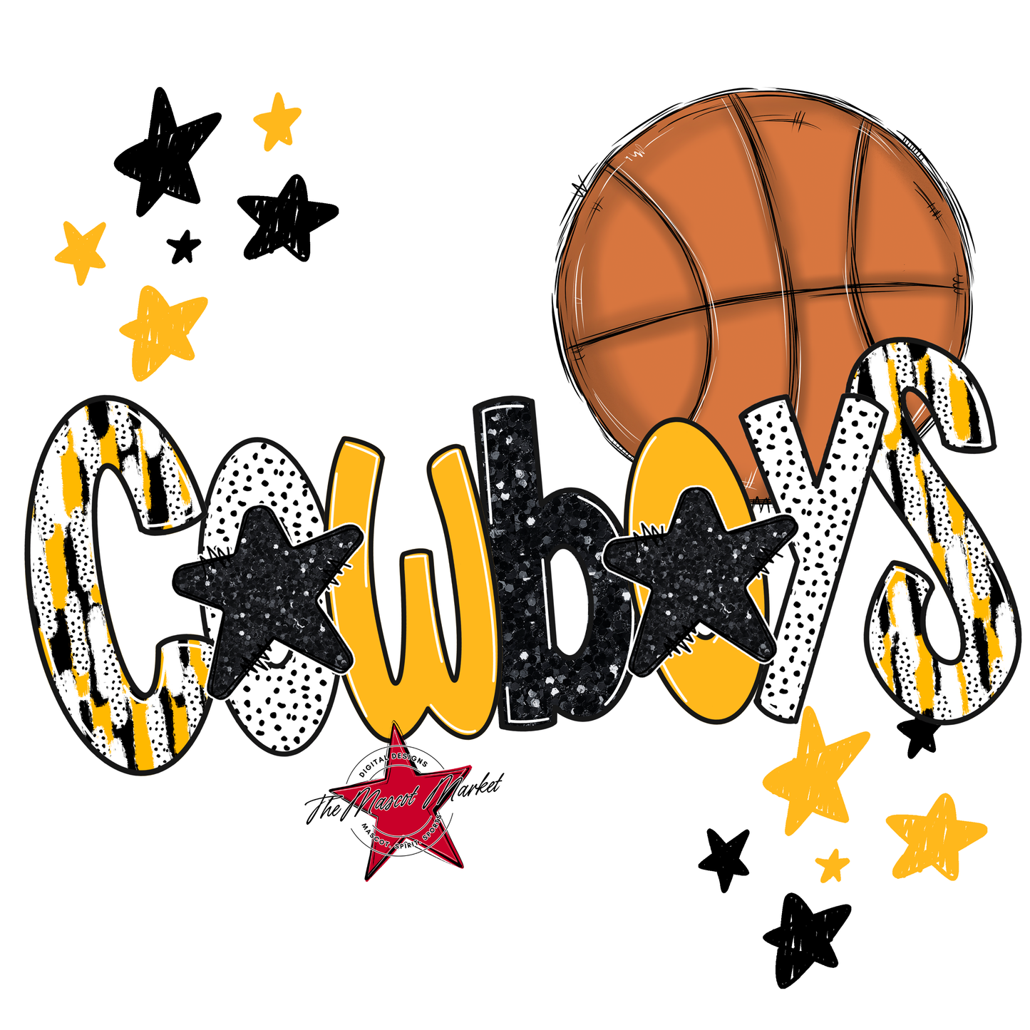 Cowboys Basketball Scrape-Yellow