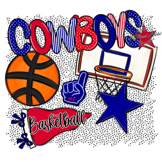 Cowboys Basketball Spirit-Blue & Red