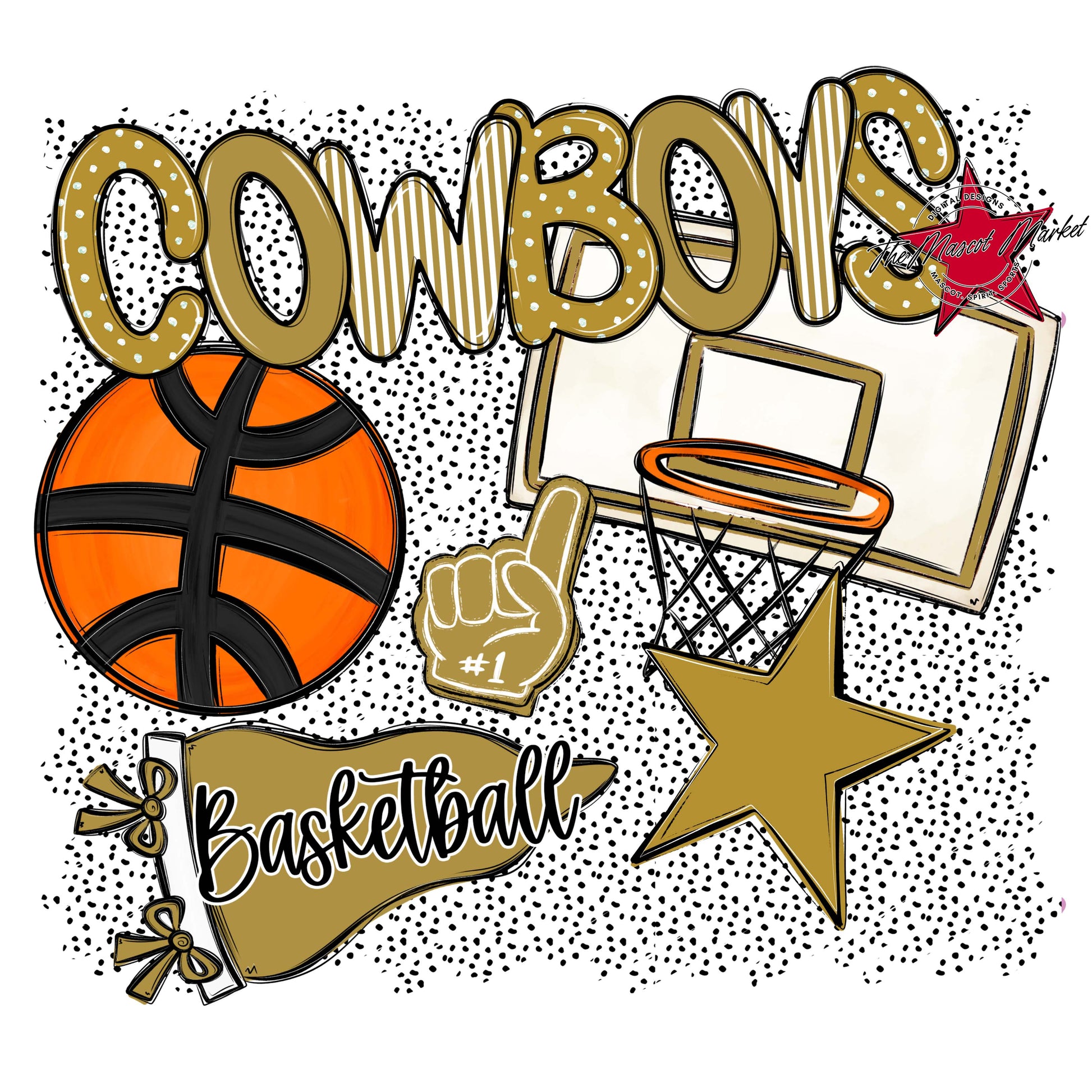 Cowboys Basketball Spirit-Gold