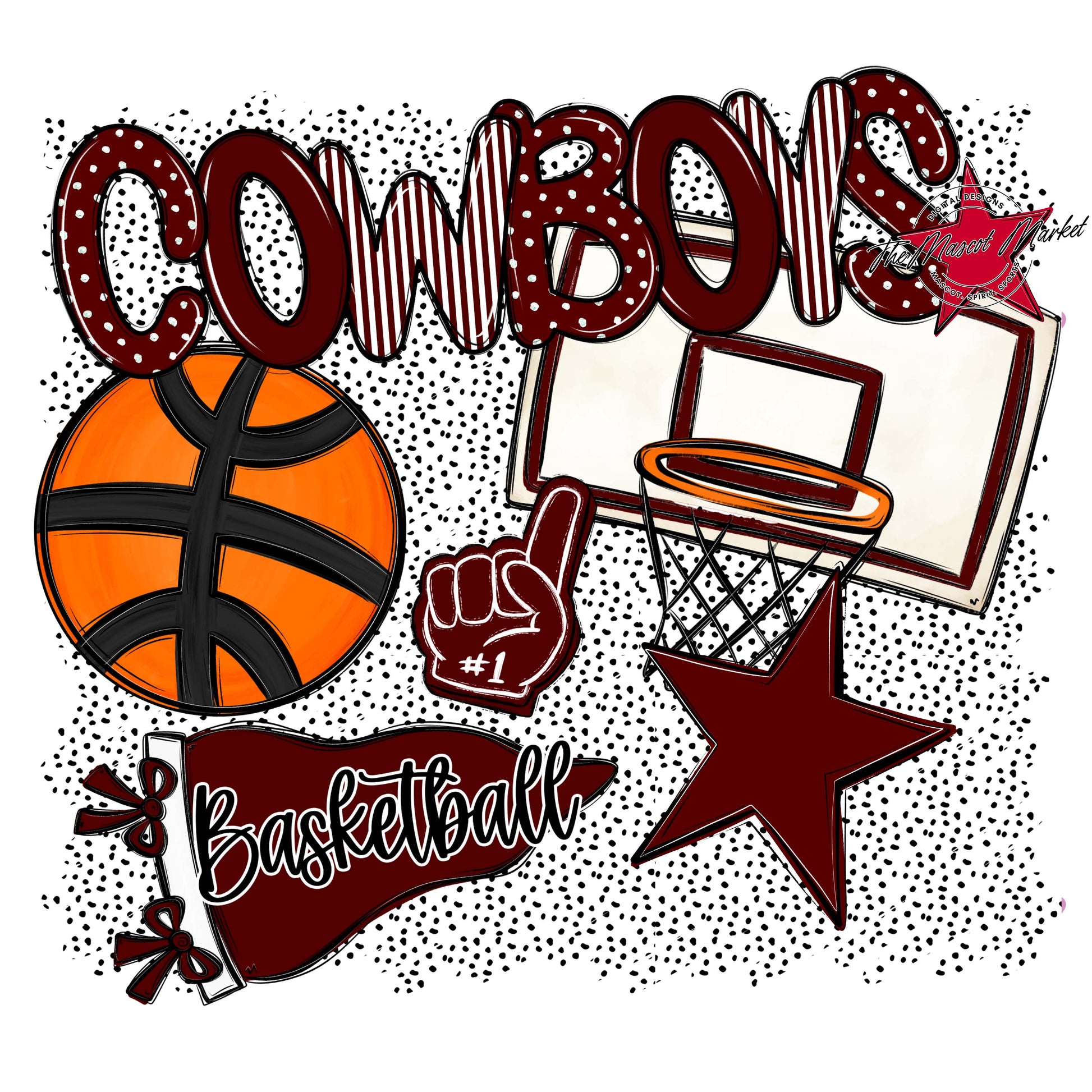 Cowboys Basketball Spirit-Maroon