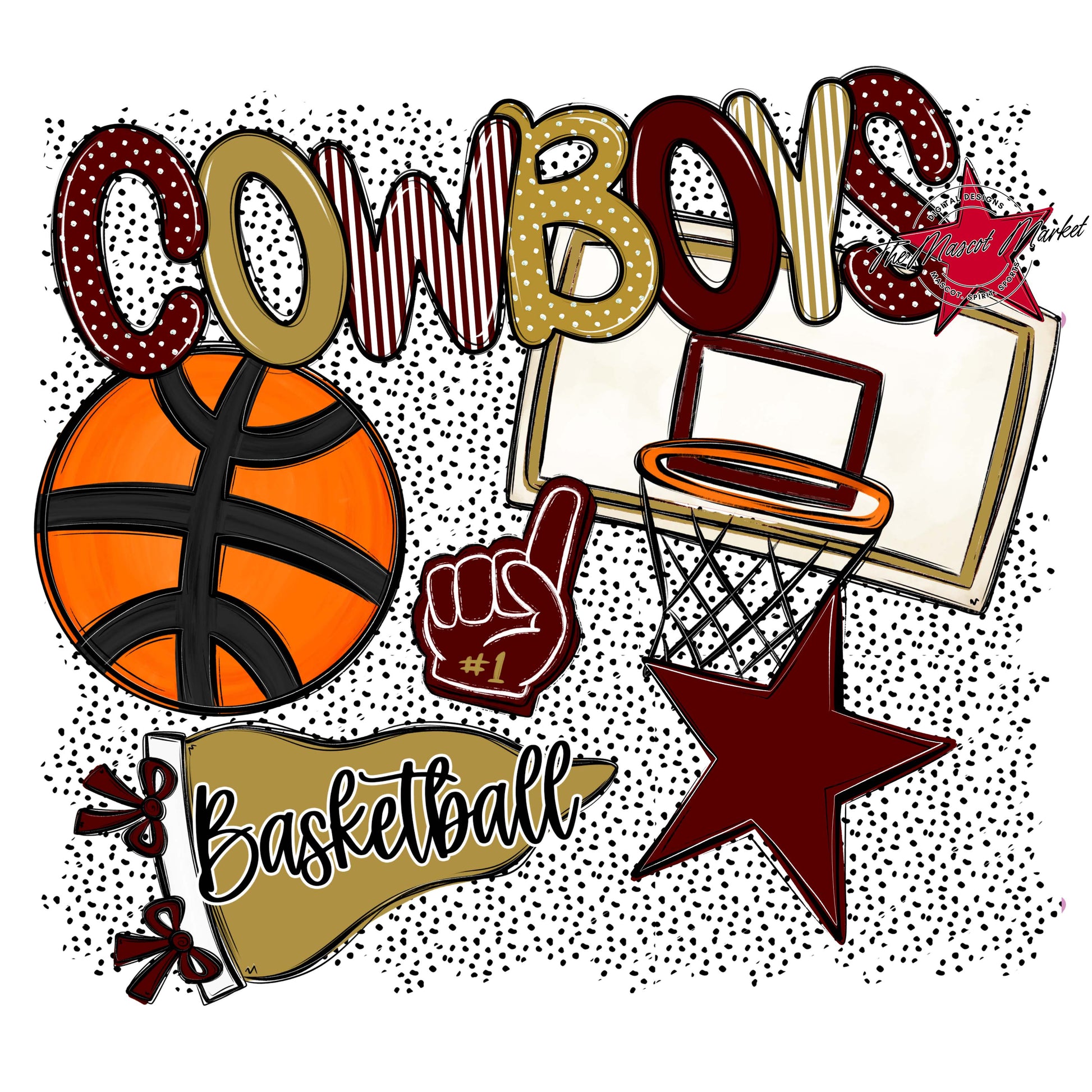 Cowboys Basketball Spirit-Maroon & Gold
