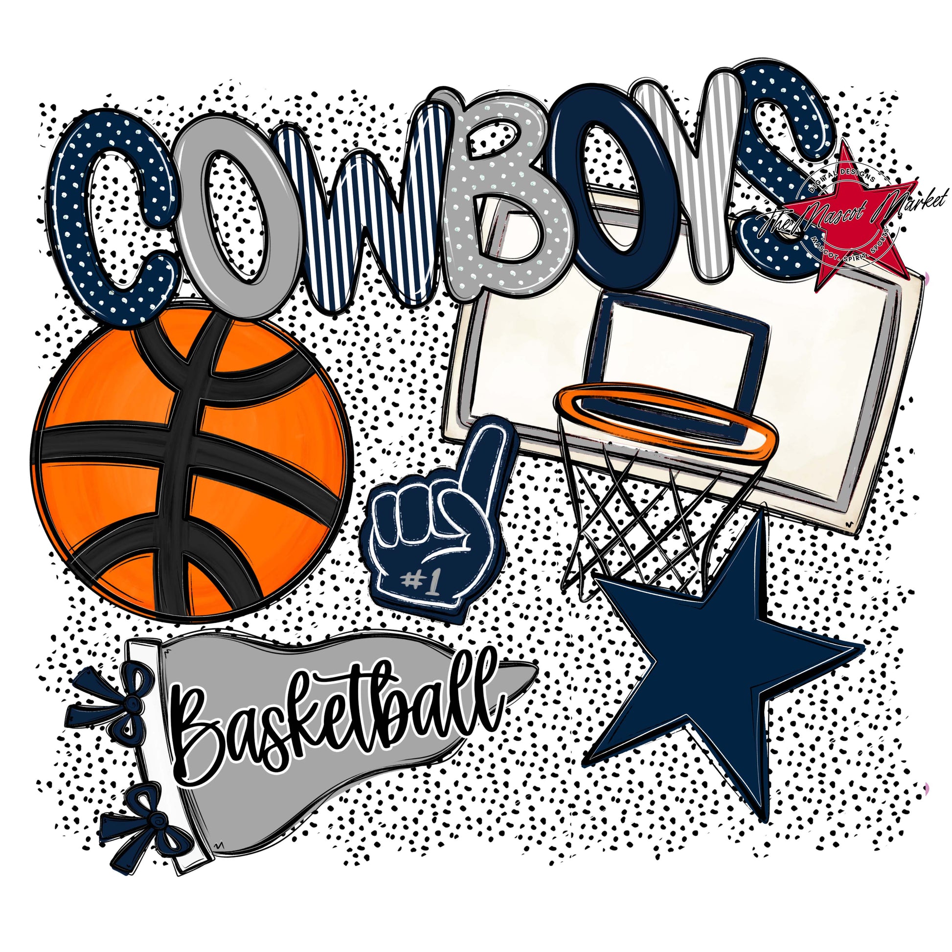 Cowboys Basketball Spirit-Navy & Grey