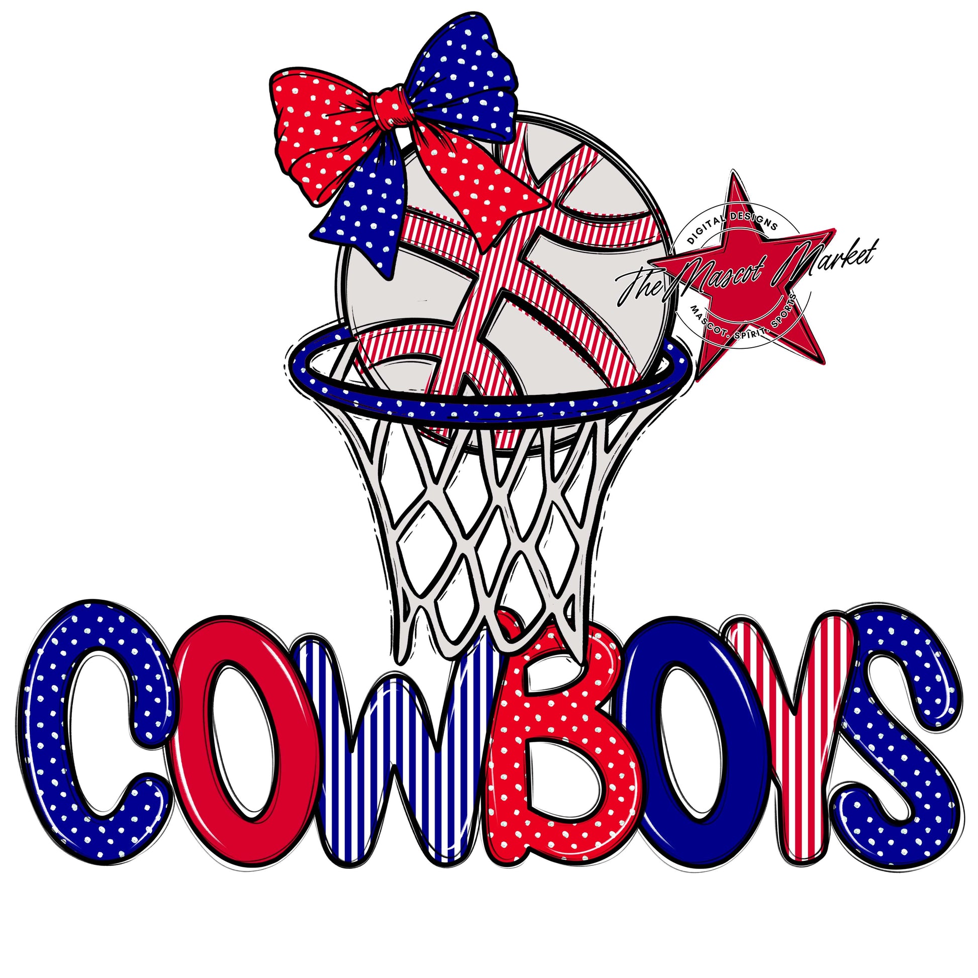 Cowboys Basketball Spirit Design-Blue & Red