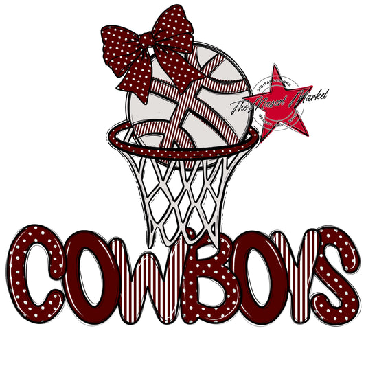 Cowboys Basketball Spirit Design-Maroon