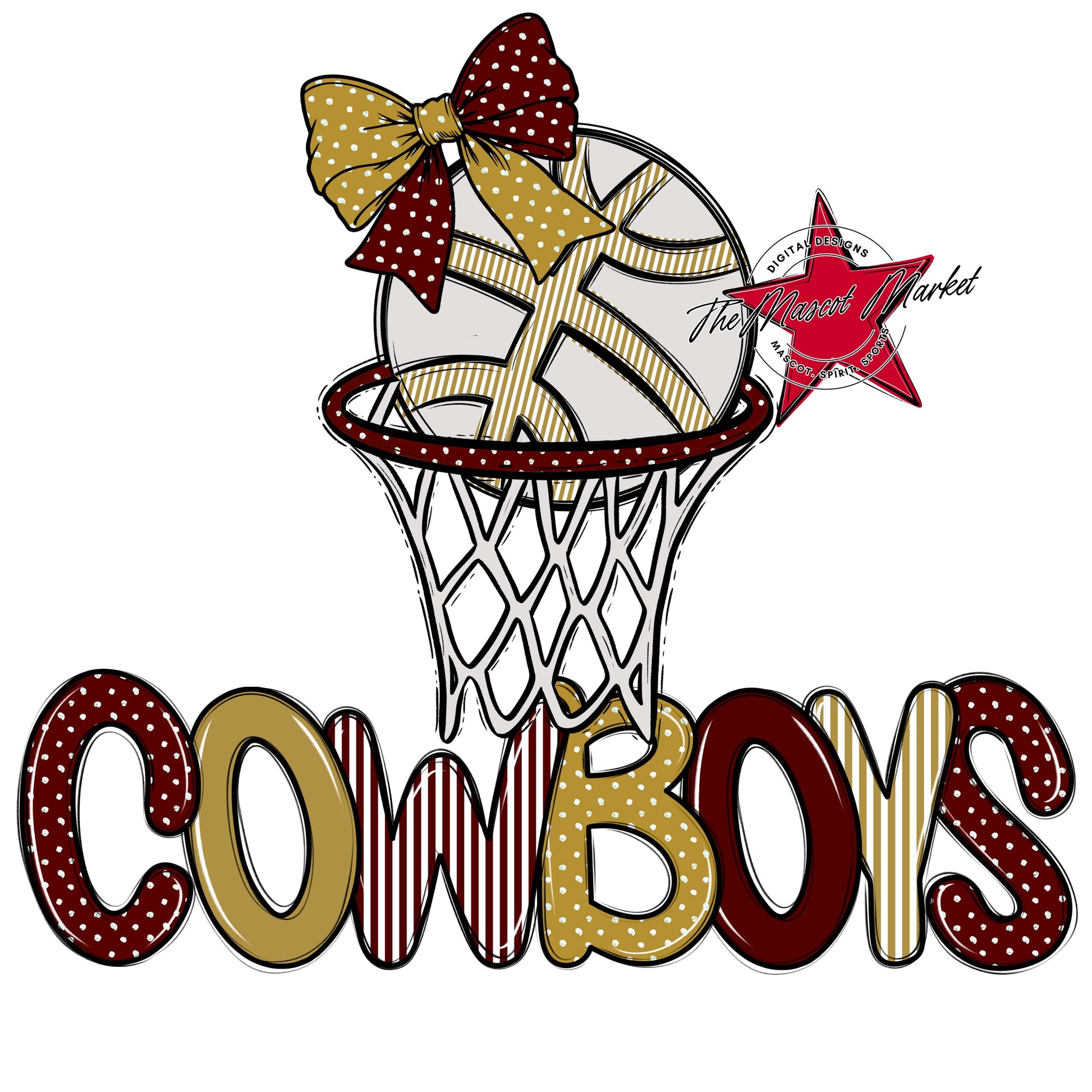 Cowboys Basketball Spirit Design-Maroon & Gold