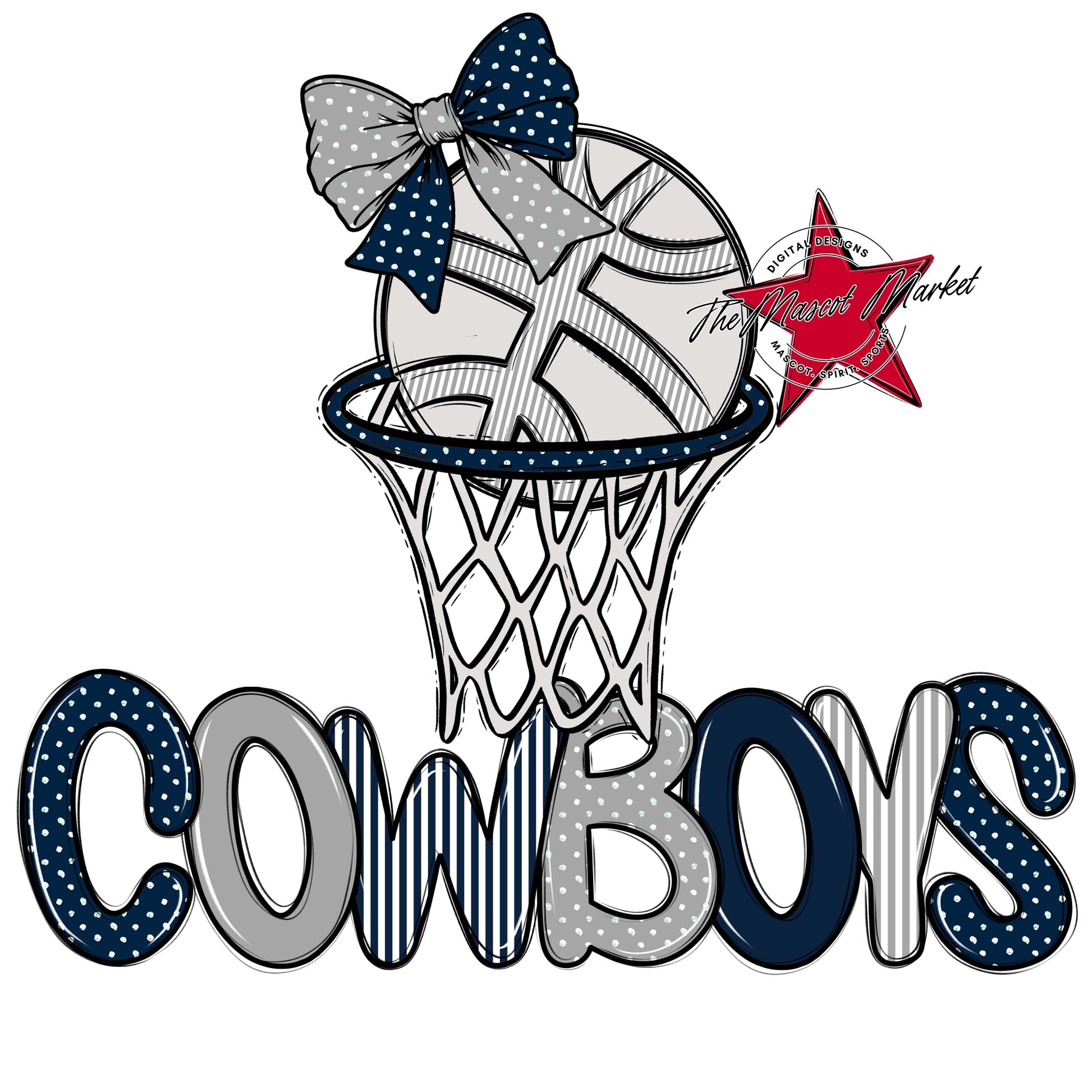 Cowboys Basketball Spirit Design-Navy & Grey