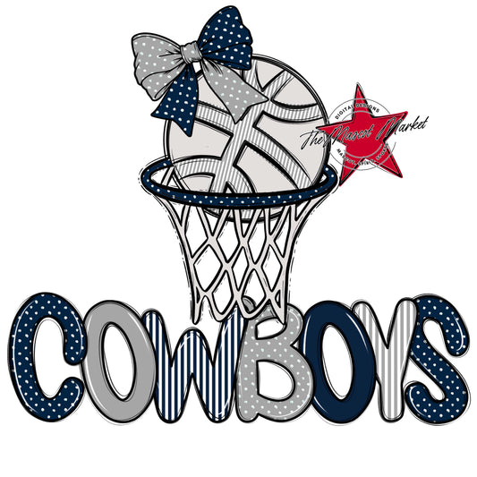 Cowboys Basketball Spirit Design-Navy & Grey