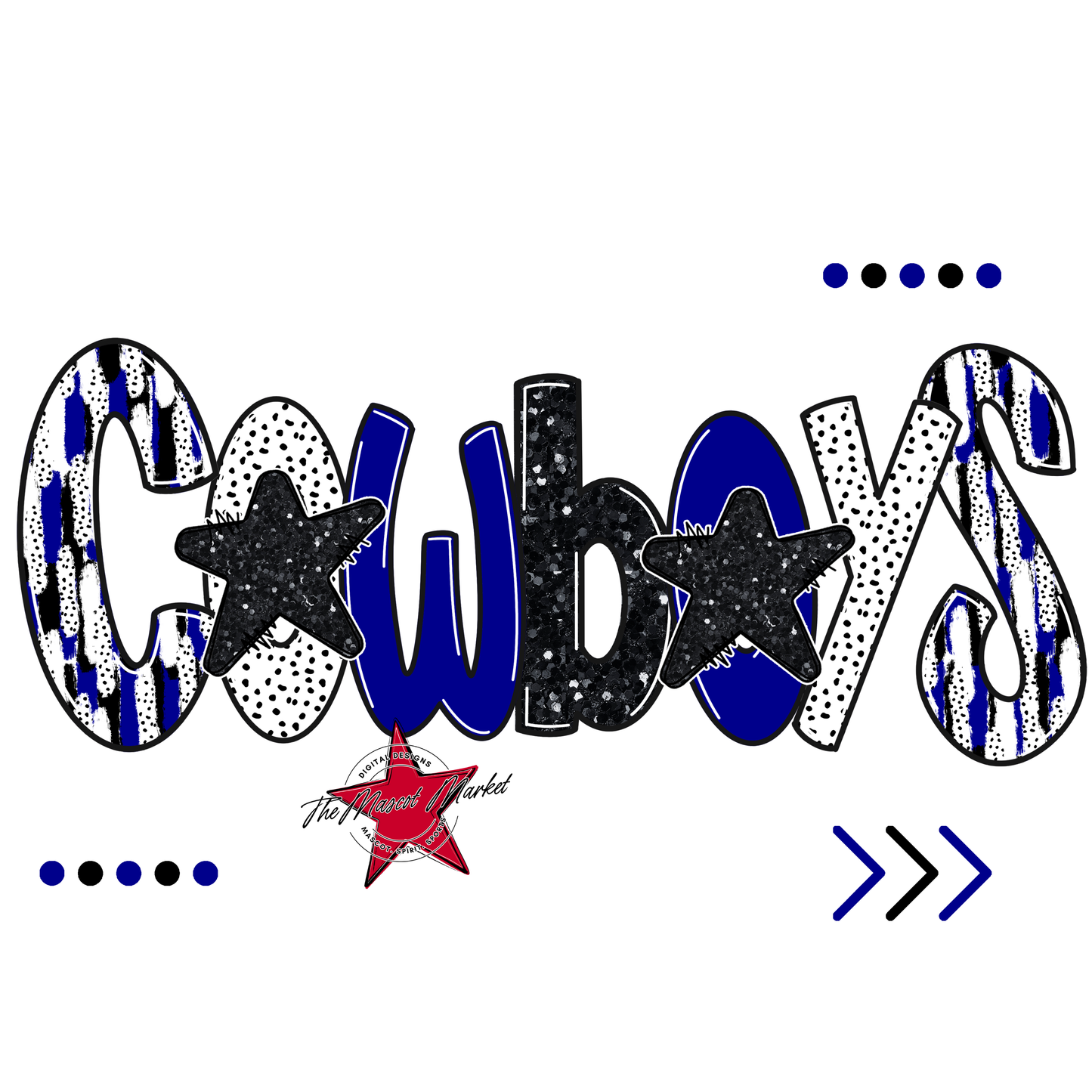 Cowboys Brushstroke Alpha w Arrows-Blue