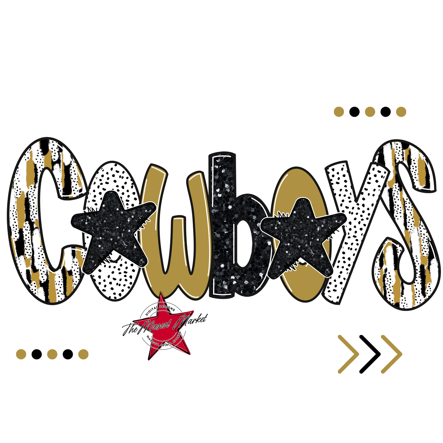 Cowboys Brushstroke Alpha w Arrows-Gold