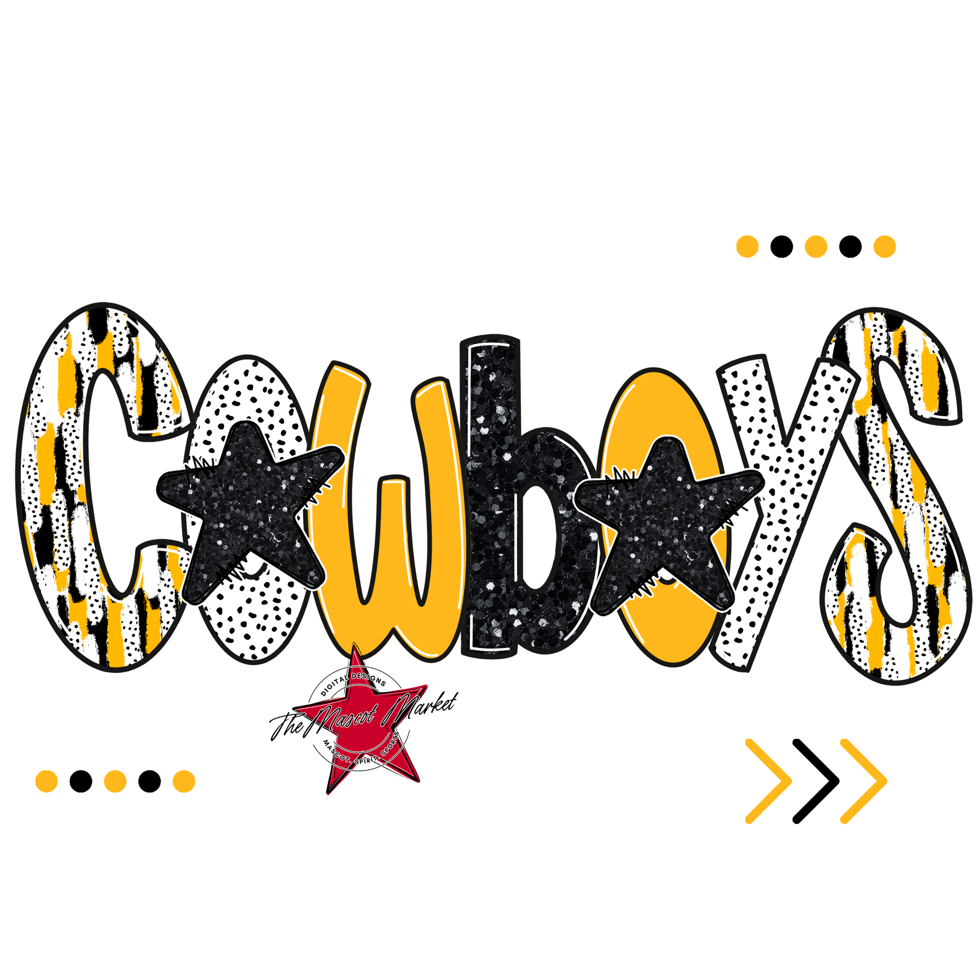 Cowboys Brushstroke Alpha w Arrows-Yellow