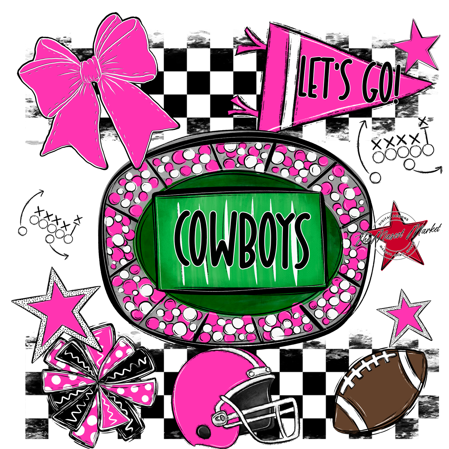 Cowboys Checkers Spirit Design-Pink
