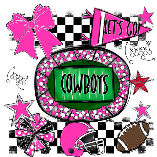 Cowboys Checkers Spirit Design-Pink