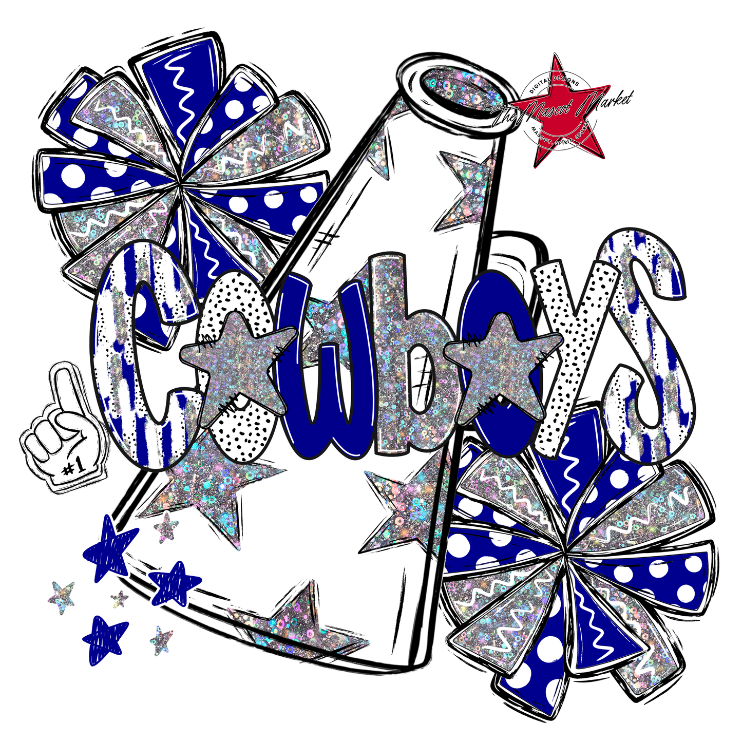 Cowboys Cheer Megaphone Scrape-Blue