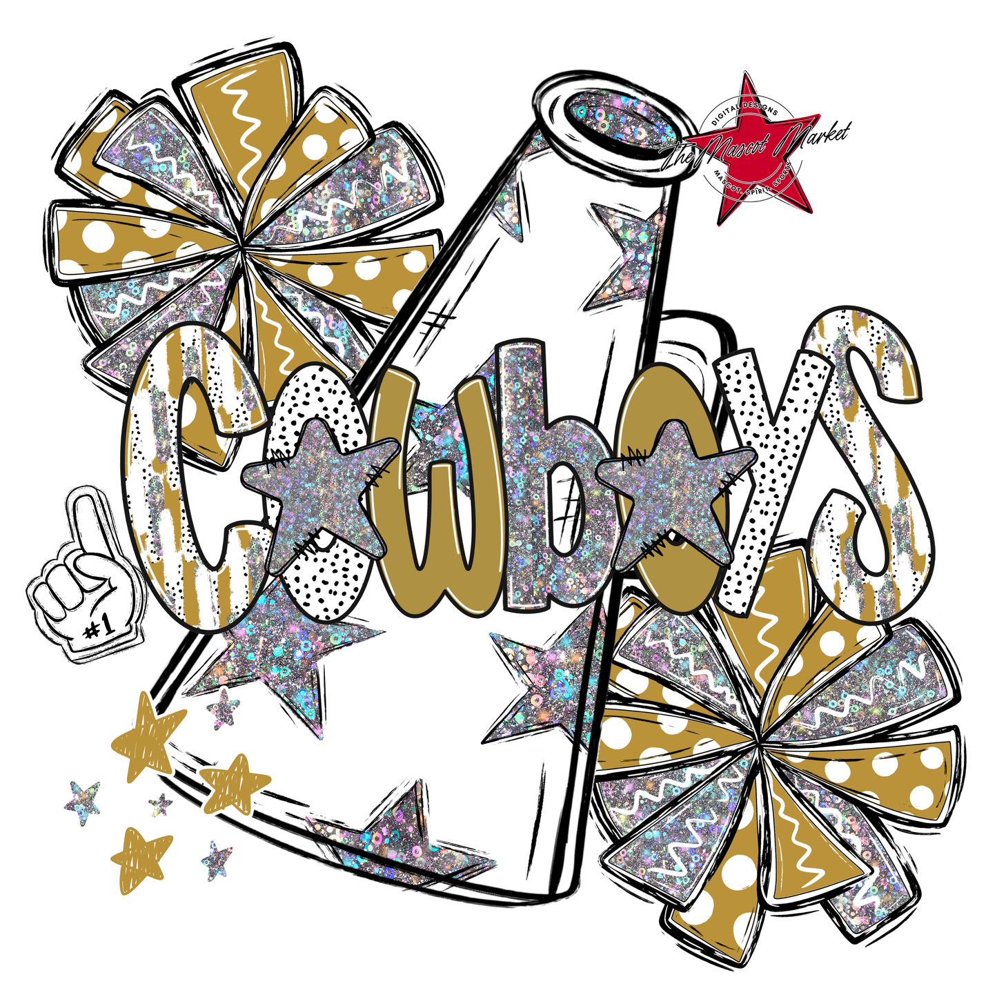 Cowboys Cheer Megaphone Scrape-Gold