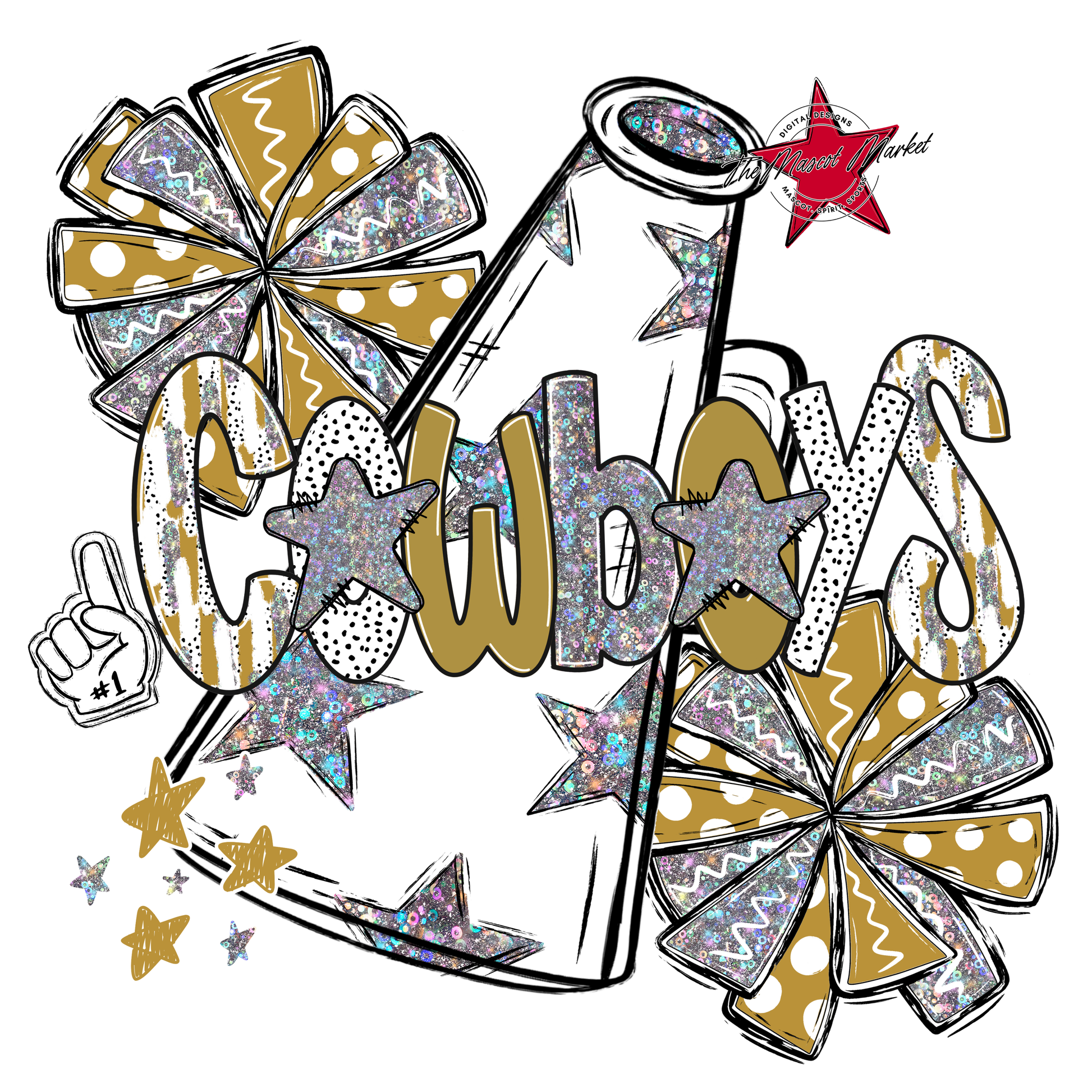 Cowboys Cheer Megaphone Scrape-Gold