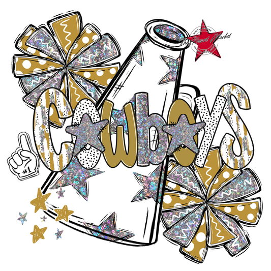 Cowboys Cheer Megaphone Scrape-Gold