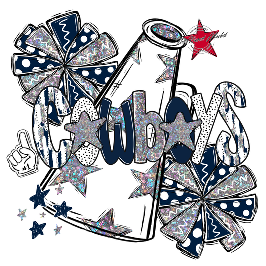 Cowboys Cheer Megaphone Scrape-Navy