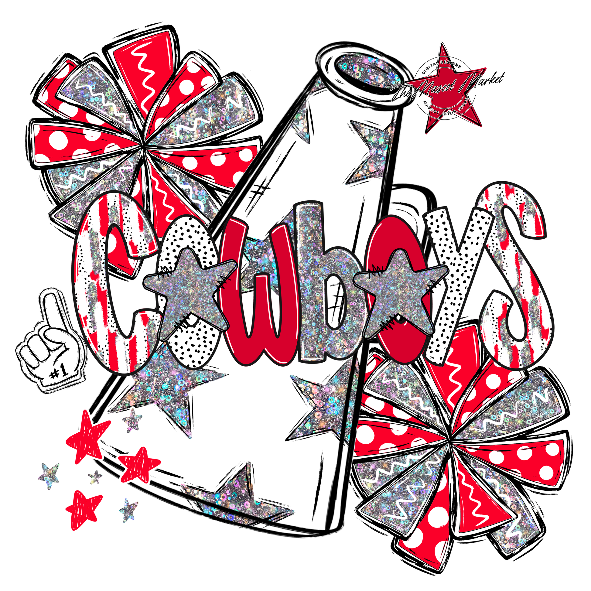 Cowboys Cheer Megaphone Scrape-Red