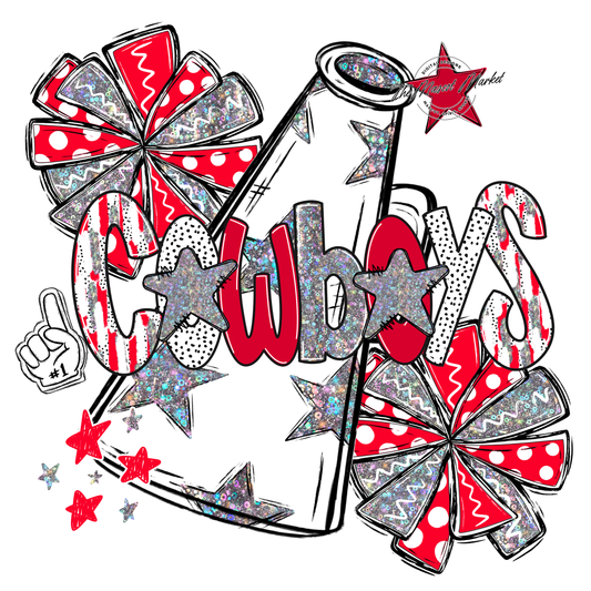Cowboys Cheer Megaphone Scrape-Red