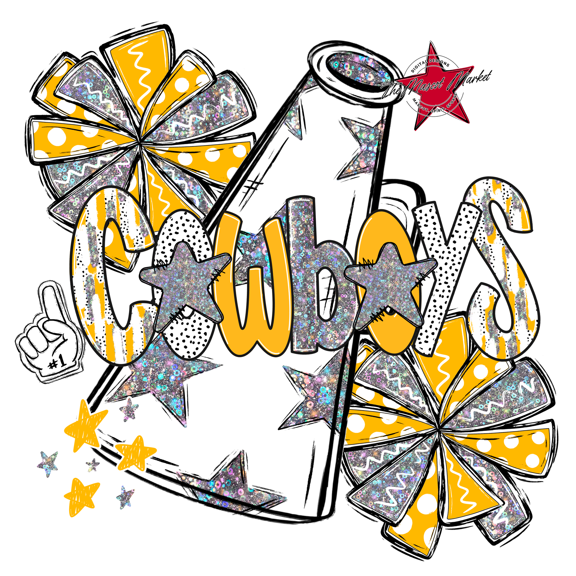 Cowboys Cheer Megaphone Scrape-Yellow