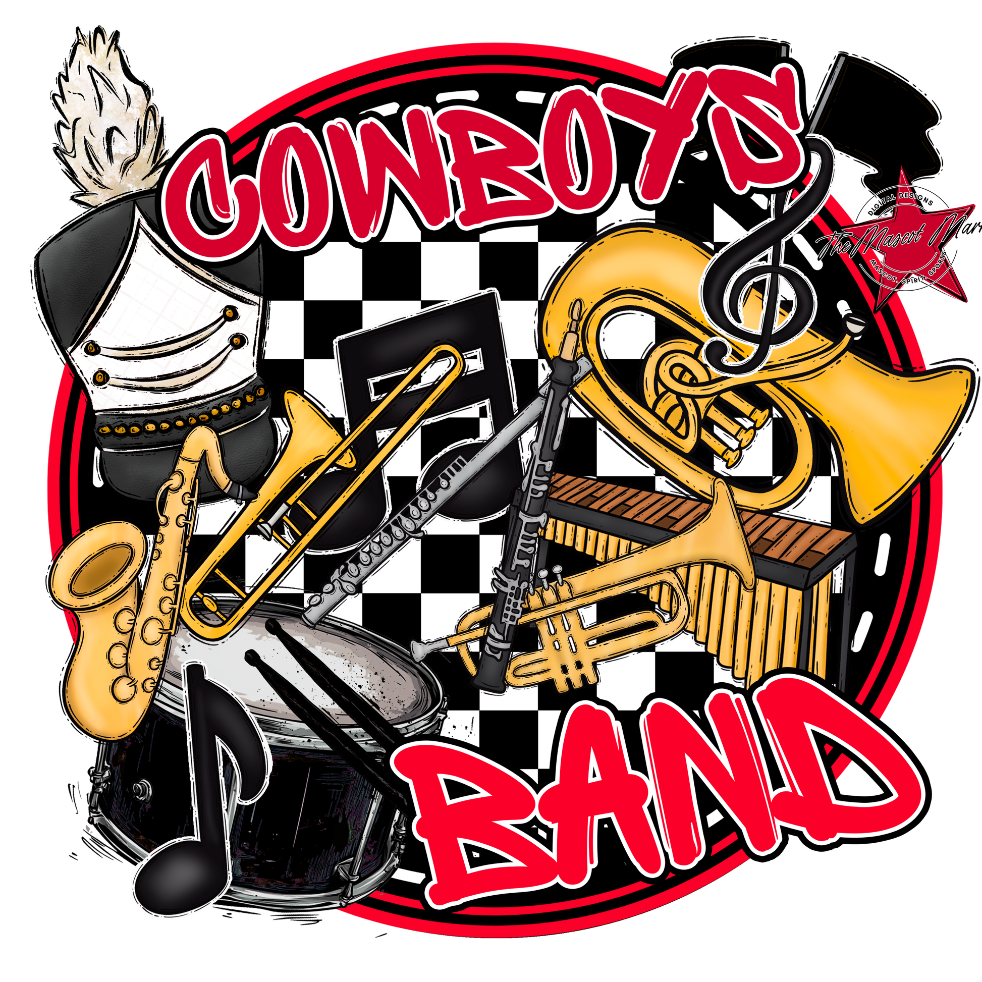 Cowboys Circle Band Design-Red