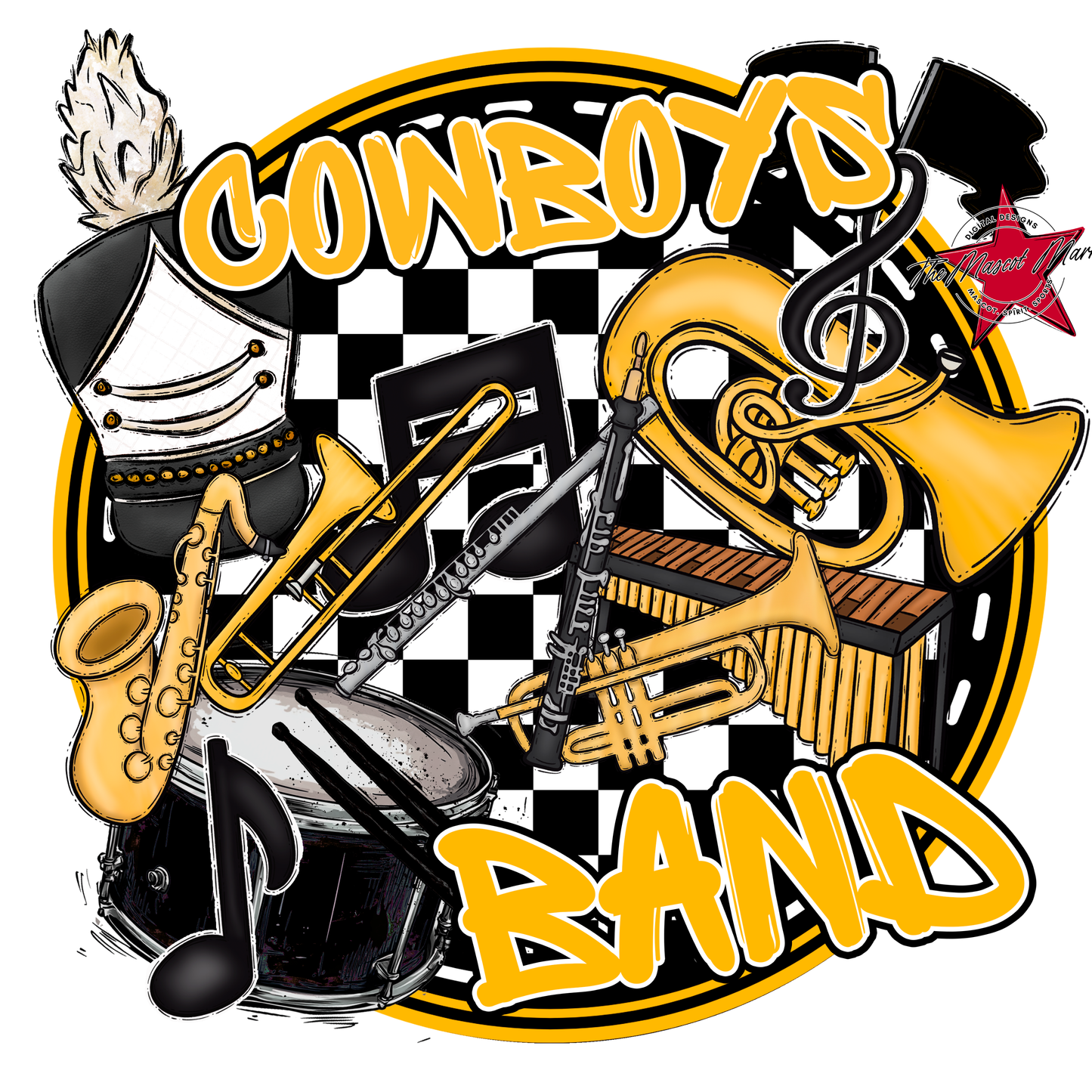 Cowboys Circle Band Design-Yellow