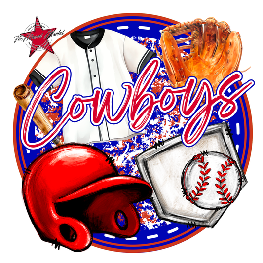Cowboys Circle Baseball Design-Blue-Red