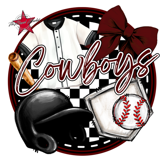 Cowboys Circle Baseball Design-Maroon