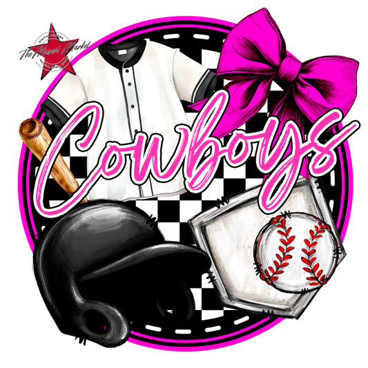 Cowboys Circle Baseball Design-Pink