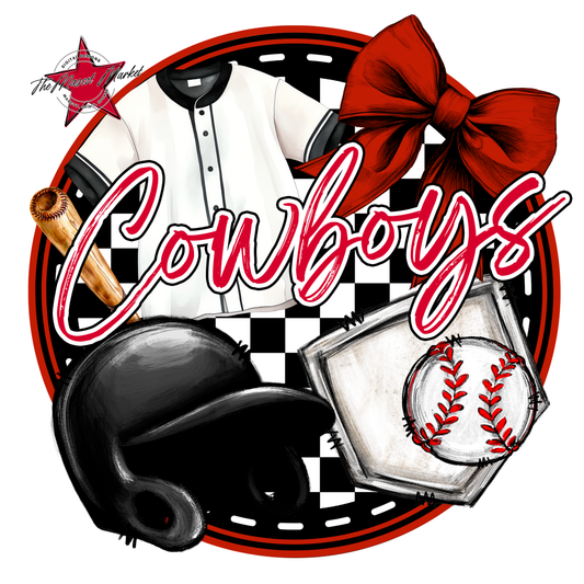 Cowboys Circle Baseball Design-Red