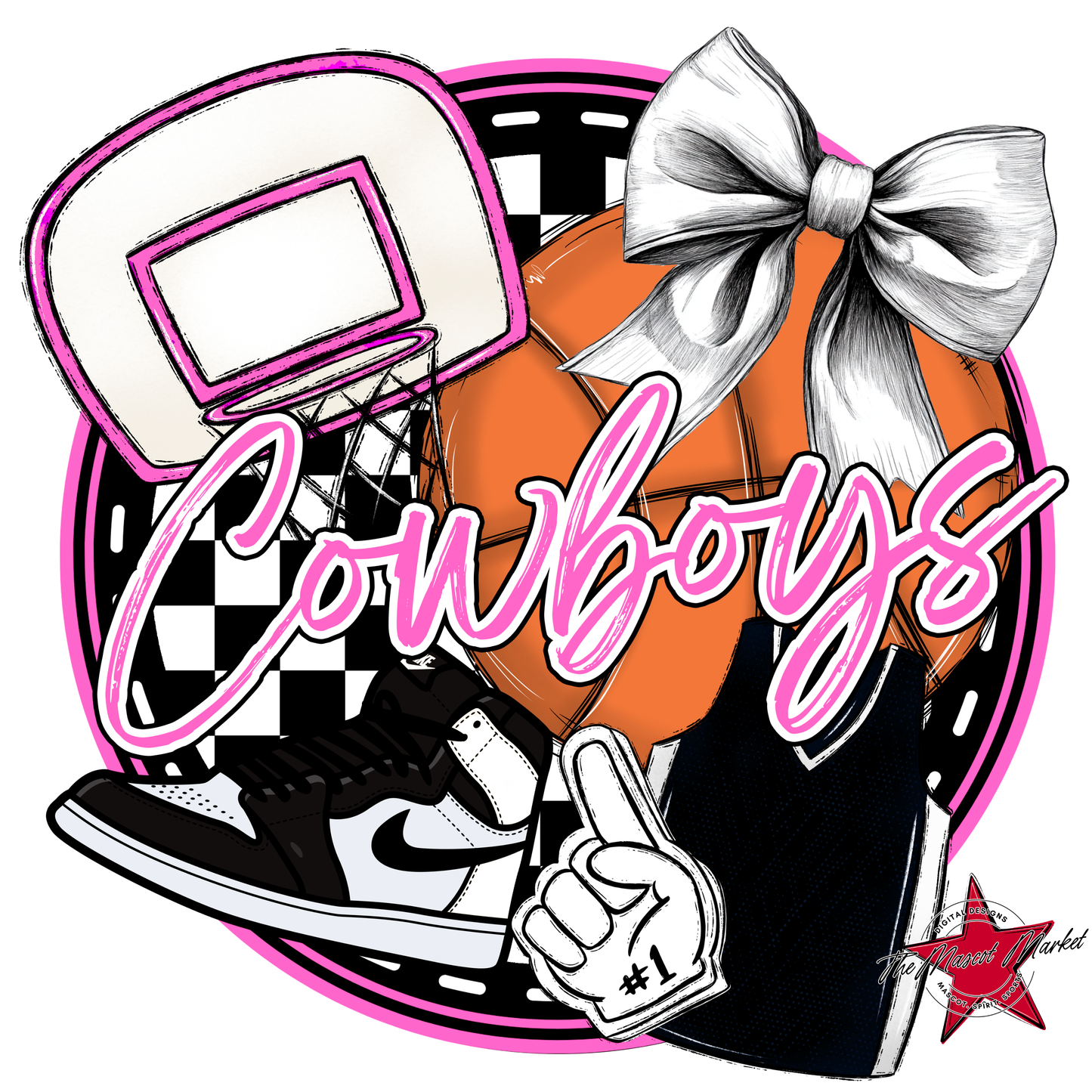 Cowboys Circle Basketball Design-Baby Pink