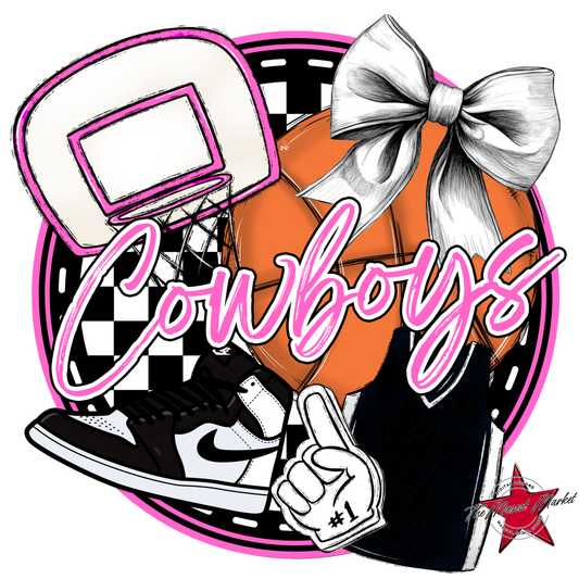 Cowboys Circle Basketball Design-Baby Pink