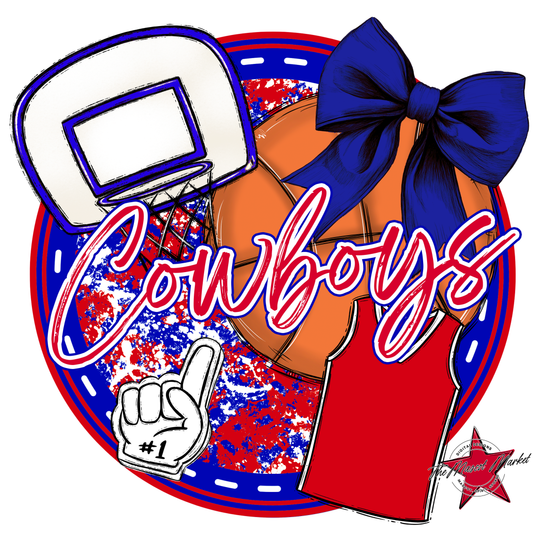 Cowboys Circle Basketball Design-Blue-Red