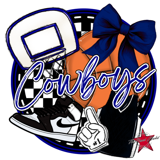 Cowboys Circle Basketball Design-Blue