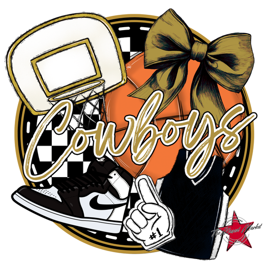 Cowboys Circle Basketball Design-Gold