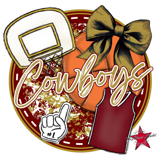 Cowboys Circle Basketball Design-Maroon