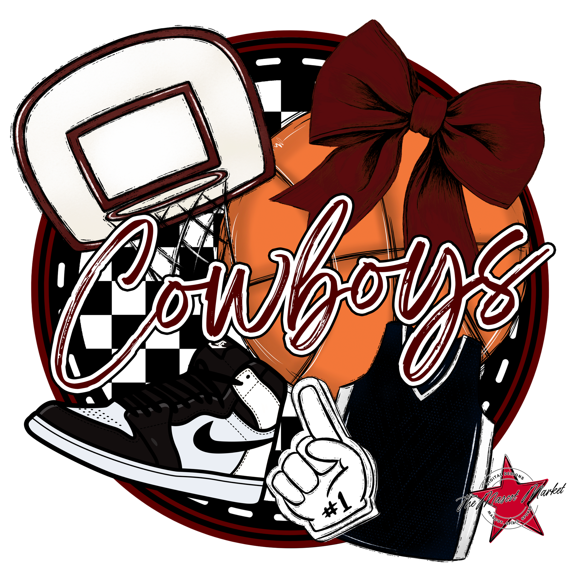 Cowboys Circle Basketball Design-Maroon