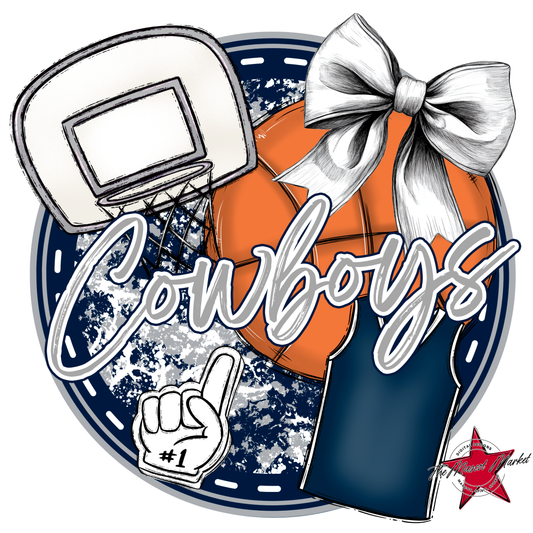 Cowboys Circle Basketball Design-Navy-Grey