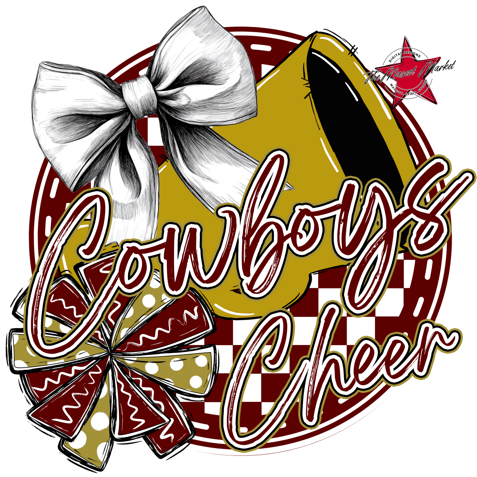 Cowboys Circle Cheer Design-Maroon-Gold
